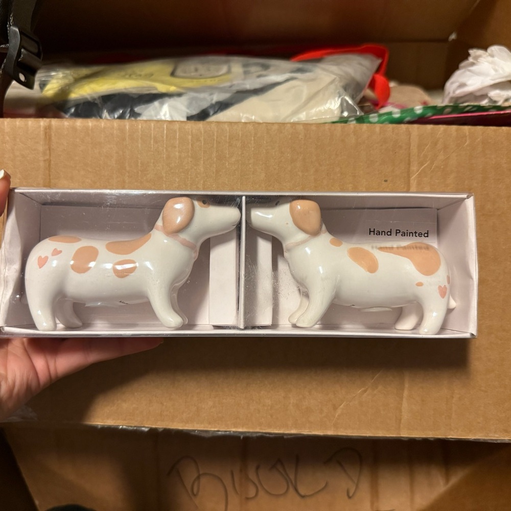 Hand Painted Dog Salt & Pepper Shaker Figurines